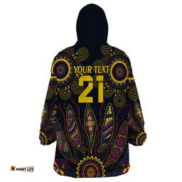 custom adelaide football wearable blanket hoodie with crow aboriginal art style
