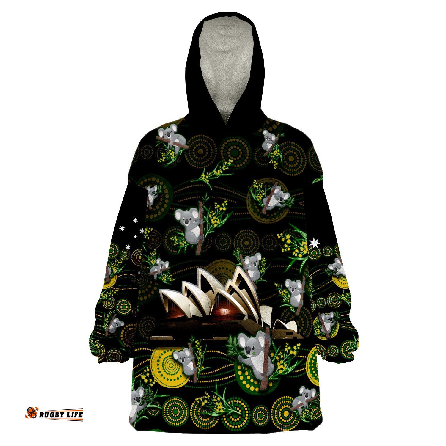 australia wearable blanket hoodie aboriginal golden wattle mix koala and sydney opera house