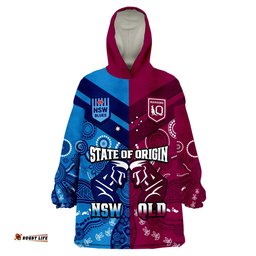 custom personalised qld maroons and nsw blues rugby wearable blanket hoodie state of origin indigenous