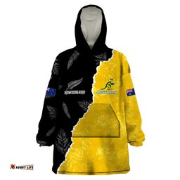 australia rugby mix new zealands rugby wearable blanket hoodie wallabies versus silver fern sporty basic