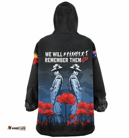 Australia Anzac Day Snug Hoodie - Anzac Day Soldier We Will Remember Them Oodie Blue