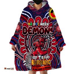 custom melbourne demons naidoc week 2024 wearable blanket hoodie mascot football dt02