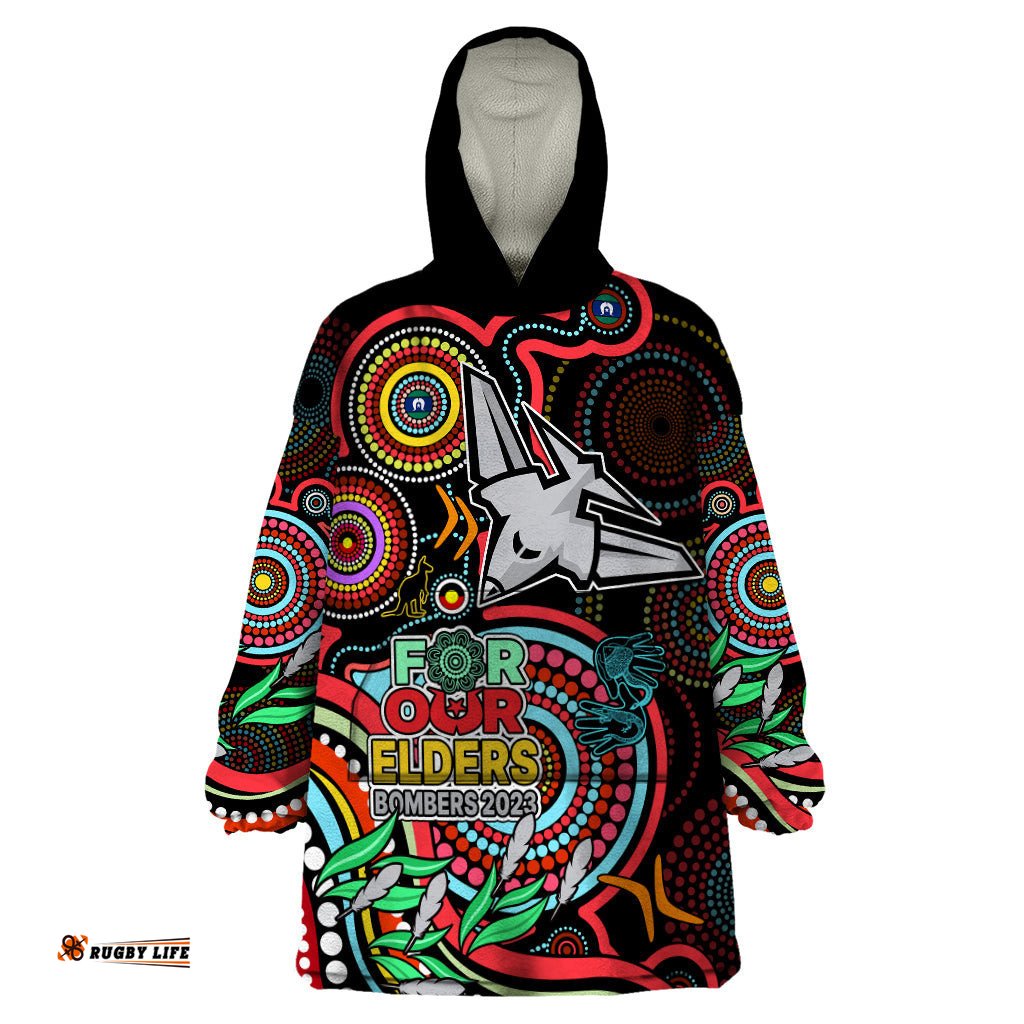 bombers football aboriginal art wearable blanket hoodie naidoc indigenous tribal