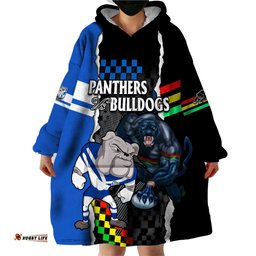 custom nrl combine bulldogs and panthers wearable blanket hoodie