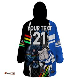 custom nrl combine bulldogs and panthers wearable blanket hoodie