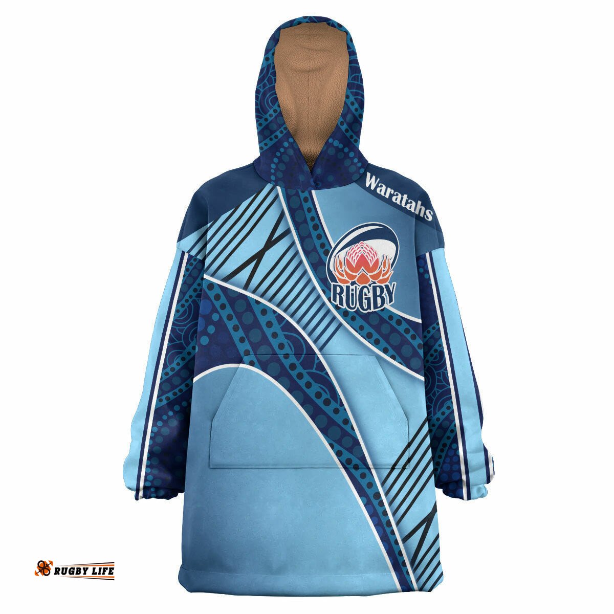 waratahs rugby snug hoodie custom rugby ball logo oodie blanket