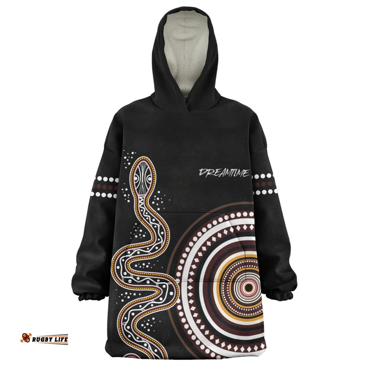 Australia Rainbow Serpent Aboriginal Custom Snug Hoodie - Dreamtime Mother of Life Black Snug Hoodie