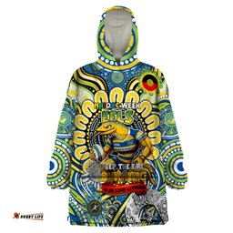 custom naidoc week 2024 eels wearable blanket hoodie mascot rugby dt02