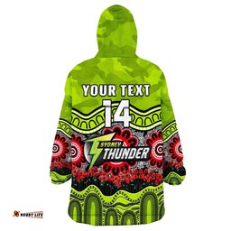 custom text and number thunder cricket anzac wearable blanket hoodie poppy sydney aboriginal camouflage