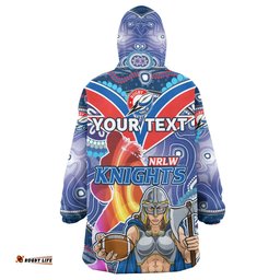 nrlw knights rugby snug hoodie custom rugby ball indigenous aboriginal knights women oodie blanket