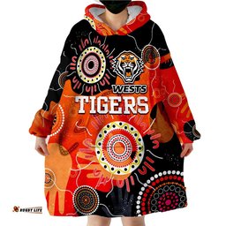 wests tigers indigenous aboriginal rugby wearable blanket hoodie