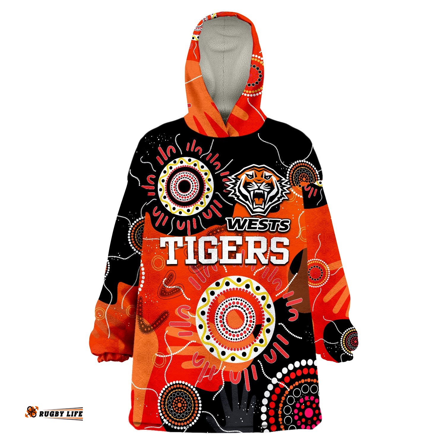 wests tigers indigenous aboriginal rugby wearable blanket hoodie