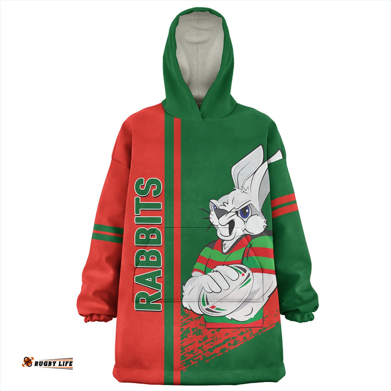 South Sydney Rabbitohs Snug Hoodie - Rabbits Mascot Quater Style
