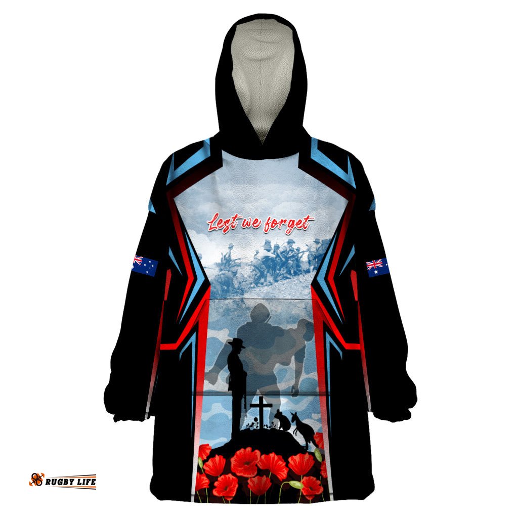 australia anzac day wearable blanket hoodie gallipoli soldiers simple style lt05