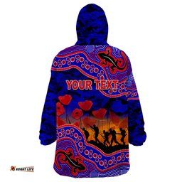 custom personalised anzac day nrl knights wearable blanket hoodie aboriginal lizard patterns