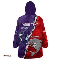 personalised storm mix dolphins rugby wearable blanket hoodie sporty version