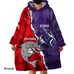 personalised storm mix dolphins rugby wearable blanket hoodie sporty version