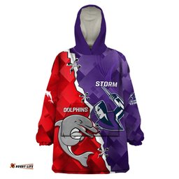 personalised storm mix dolphins rugby wearable blanket hoodie sporty version