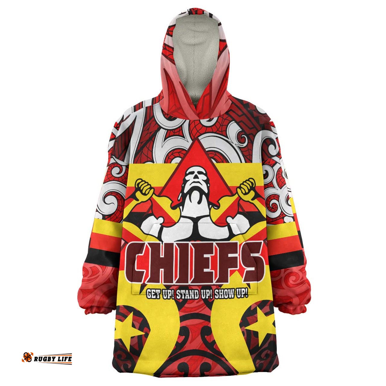 Waikato Chiefs Rugby Snug Hoodie - Waikato Chiefs With Maori Pattern Naidoc Week ''Get Up, Stand Up, Show Up'' Oodie Blanket