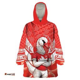 personalised swans football wearable blanket hoodie 2024 swannies mascot go champions