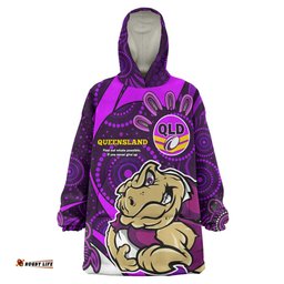 Cane Toads Team Snug Hoodie - Cane Toads QLD Quotes with Cane Toad Aboriginal Inspired Oodie Blanket