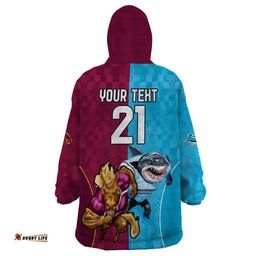 custom broncos and sharks wearable blanket hoodie sporty style