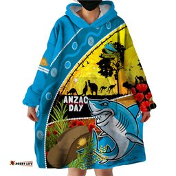 sharks rugby anzac day wearable blanket hoodie sharkies rosemary starry night