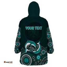 australia aboriginal wearable blanket hoodie dolphin green