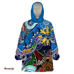 custom naidoc week 2024 geelong cats wearable blanket hoodie australia aboriginal dot painting dt02
