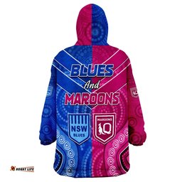 blues and maroons rugby origin nsw combine queensland aboriginal australian wearable blanket hoodie