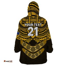 custom matildas soccer wearable blanket hoodie polynesian and aboriginal gold vibe