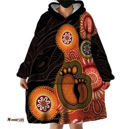 australia mothers day wearable blanket hoodie mom and baby footprint indigenous