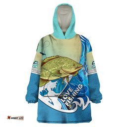 australia fishing wearable blanket hoodie love fishing murray cod in aboriginal art patterns dt02
