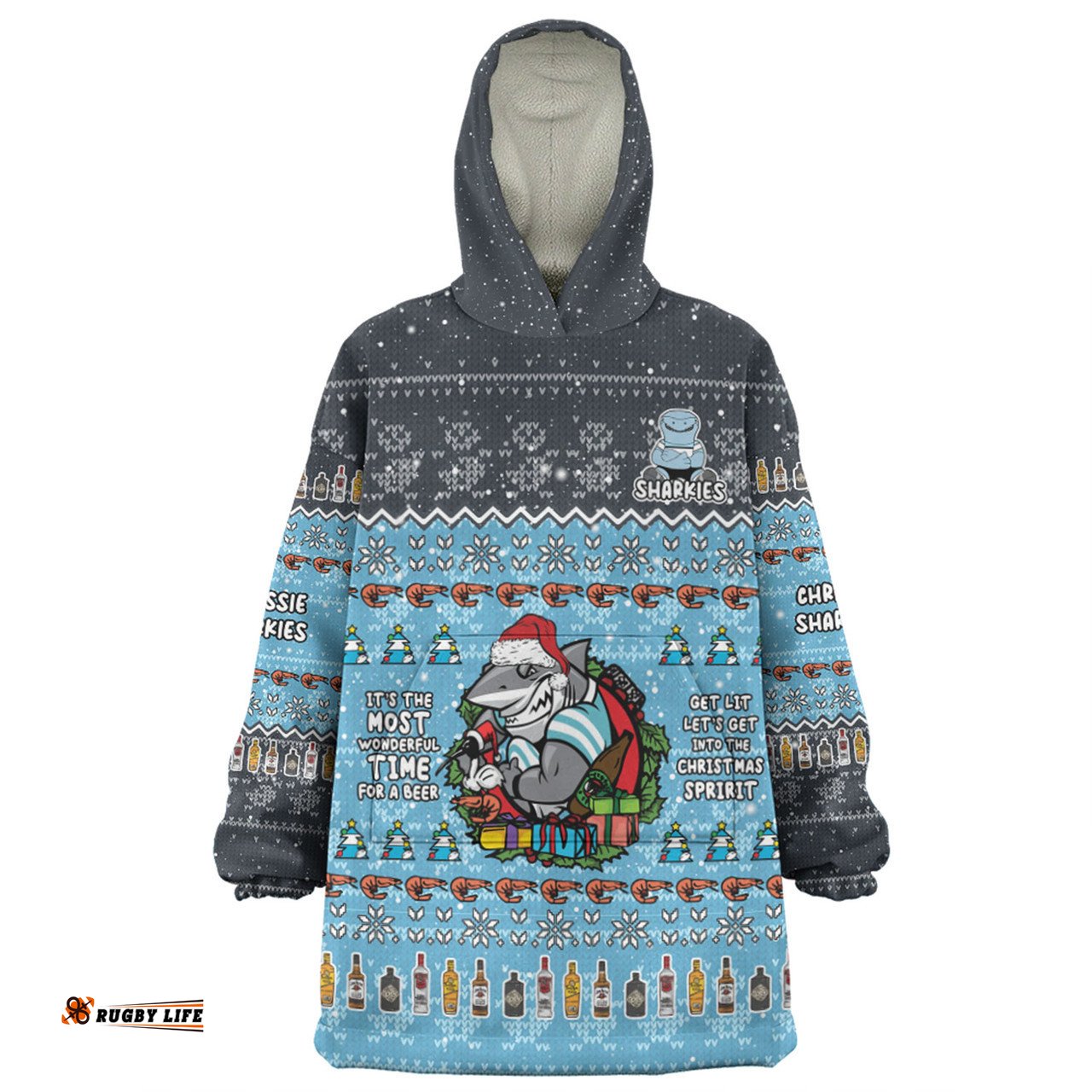 Cronulla-Sutherland Sharks Christmas Custom Snug Hoodie - Chrissie Spirit Snug Hoodie