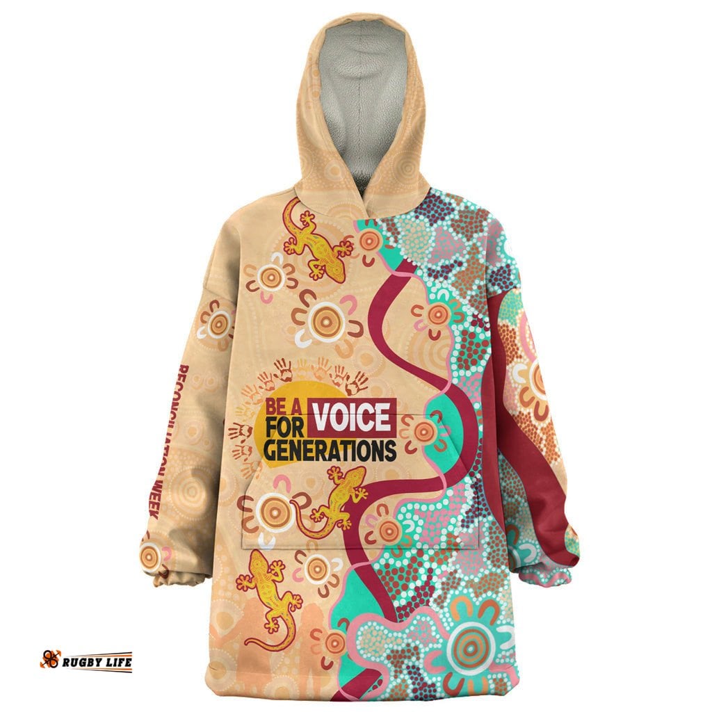 australia national reconciliation week custom wearable blanket hoodie be a voice for generations wearable blanket hoodie