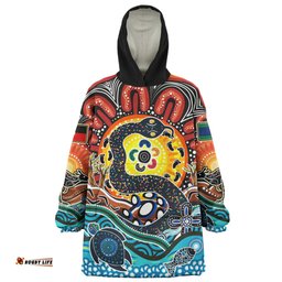 Australia Rainbow Serpent Aboriginal Snug Hoodie - Dreamtime Rainbow Serpent Snug Hoodie