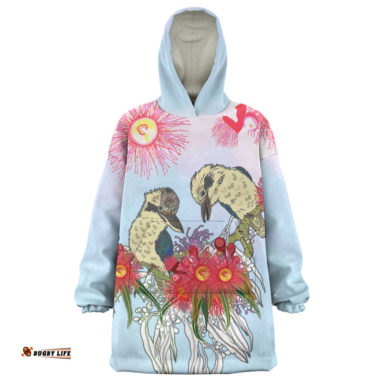 Australia Kookaburra Snug Hoodie - Couple Kookaburra With Eucalyptus Flower Art Snug Hoodie