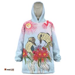Australia Kookaburra Snug Hoodie - Couple Kookaburra With Eucalyptus Flower Art Snug Hoodie