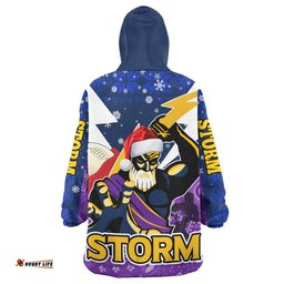 Melbourne Storm Christmas Snug Hoodie - Melbourne Storm Thunder Man With Aboriginal Inspired Dot Painting Christmas Oodie Blanket