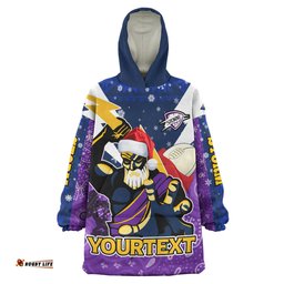 Melbourne Storm Christmas Snug Hoodie - Melbourne Storm Thunder Man With Aboriginal Inspired Dot Painting Christmas Oodie Blanket