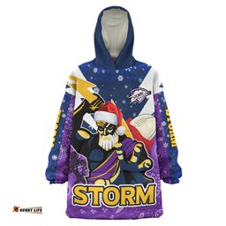 Melbourne Storm Christmas Snug Hoodie - Melbourne Storm Thunder Man With Aboriginal Inspired Dot Painting Christmas Oodie Blanket