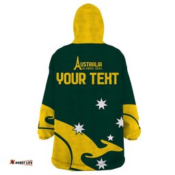 personalised australia go paris 2024 wearable blanket hoodie national color ver2