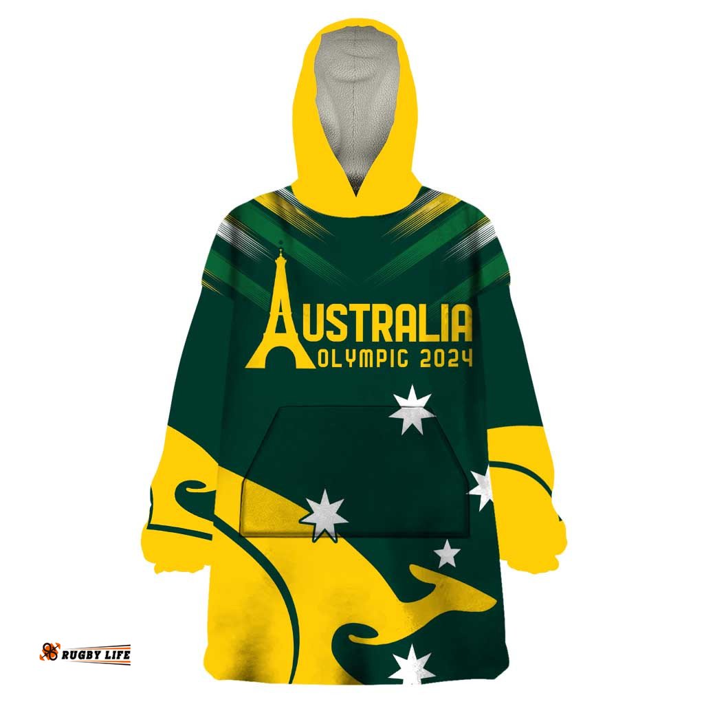personalised australia go paris 2024 wearable blanket hoodie national color ver2