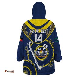 custom nrl cowboys naidoc week wearable blanket hoodie keep the fire burning indigenous art