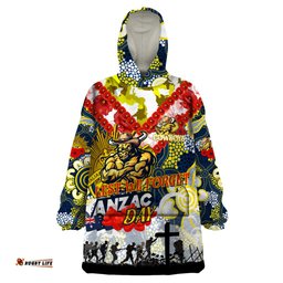 personalised cowboys anzac day wearable blanket hoodie aboriginal rising sun dt02