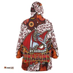 St. George Snug Hoodie - Custom Dragon Fire With Aboriginal Inspired Art Personalised Player And Number Oodie Blanket