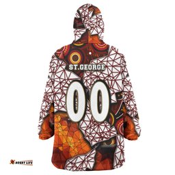 St. George Snug Hoodie - Custom Dragon Fire With Aboriginal Inspired Art Personalised Player And Number Oodie Blanket