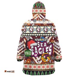 sea eagle rugby christmas snug hoodie custom xmas sea eagle christmas balls snowflake with aboriginal patterns wearable blanket hoodie