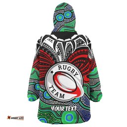 Warriors Rugby Snug Hoodie - Custom Maori Mask Warriors with Polynesian Pattern Player And Number Oodie Blanket