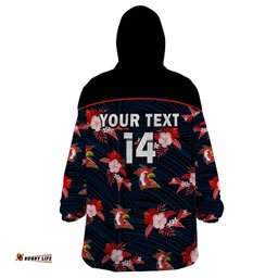 custom text and number roosters rugby wearable blanket hoodie polynesian tribal mix tropical hawaiian style